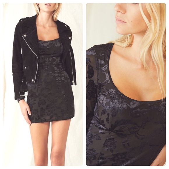 Free People Dresses & Skirts - Free People Intimately Lotta Love Slip  Floral Velvet Burn Out Dress 👗Black